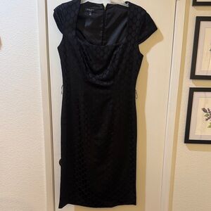 New Nine West Black Textured Midi Dress size 8